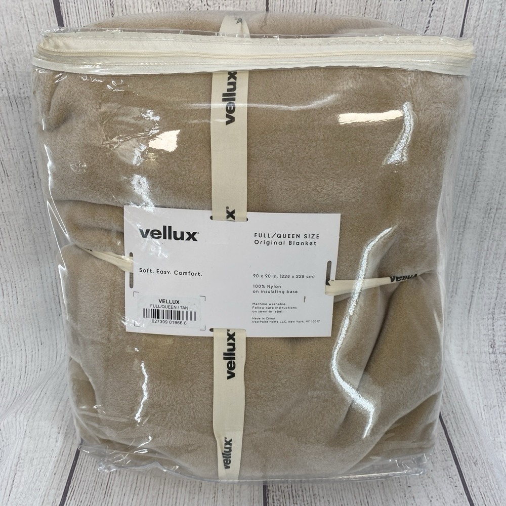Vellux Blanket FULL/QUEEN Tan Original Insulating Core Hotel Style Lightweight - Picture 4 of 10